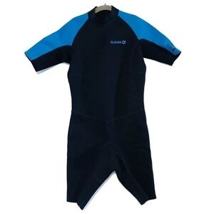 Decathlon OLAIAN Kids Shortie Wetsuit YOUTH 14 Years 1.5 MM Blue Bodysuit Large